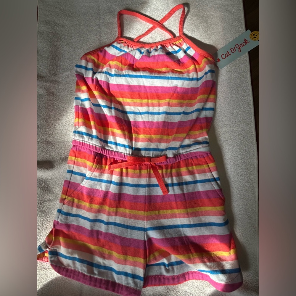 Cat & Jack Kids Rainbow Striped Romper